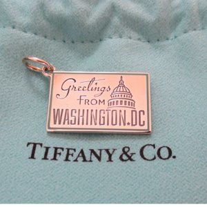 NEW-TIFFANY & CO. SILVER "GREETINGS FROM WASHINGTON DC" POSTCARD CHARM/PENDANT